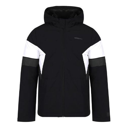 

Пуховик adidas neo Colorblock Sports Stay Warm hooded Windproof Down Jacket Black, черный