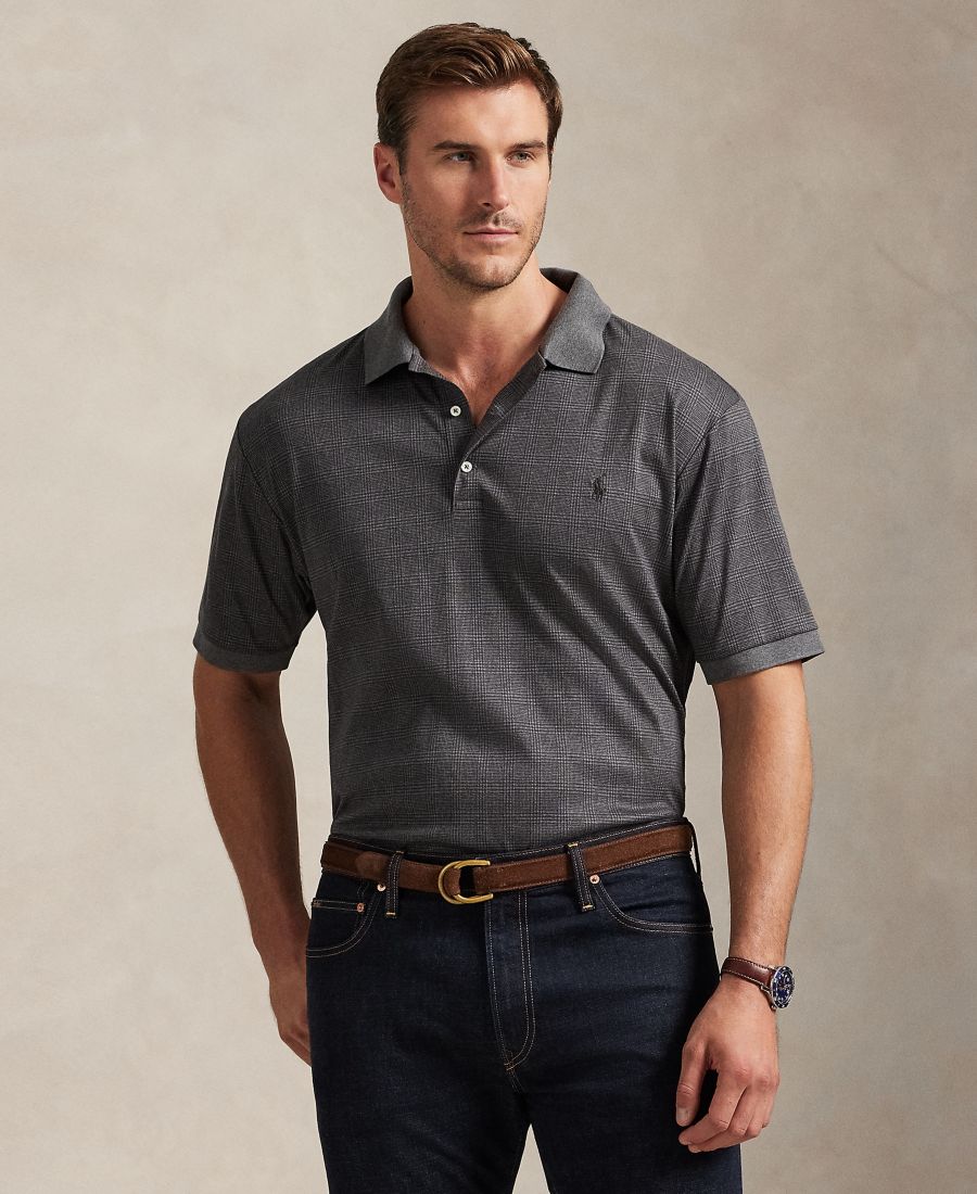 

Мужская клетчатая рубашка-поло с короткими рукавами больших размеров Polo Ralph Lauren, Med Flannel Heather