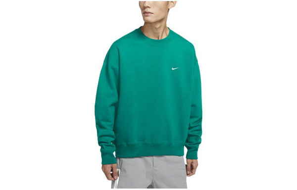 Толстовка Men's Nike Lab Fleece Crew Solid Color Plush Stay Warm Sports Round Neck Pullover Green, мультиколор — фото 3