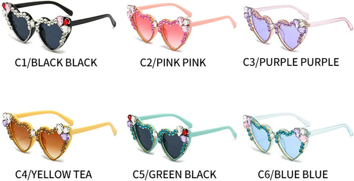 

Солнцезащитные очки Willochra в форме сердца со стразами, модные женские солнцезащитные очки с бриллиантовым блеском для вечеринки, хрустальные очки, Brown