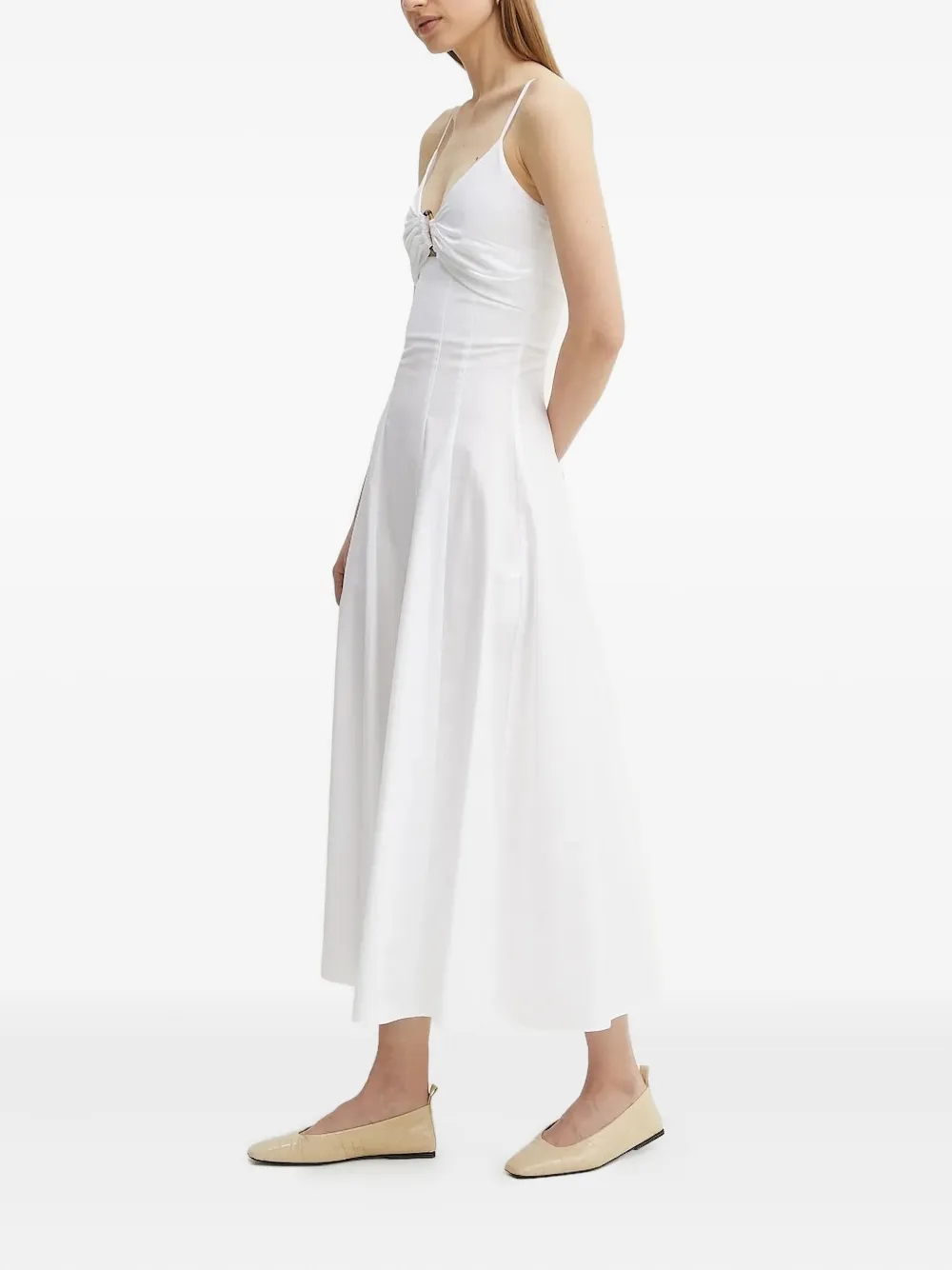 

Платье миди с металлическим декором Simona Corsellini, белый