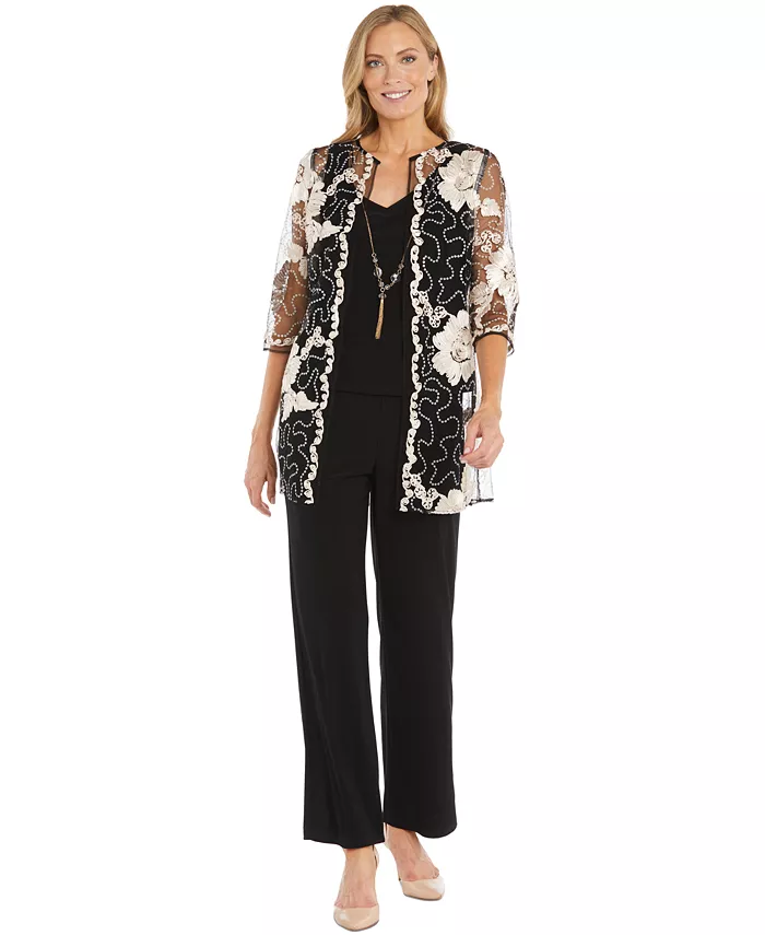 

Женский комплект из 3-х предметов с декоративными брюками R & M Richards, коричневый/бежевый