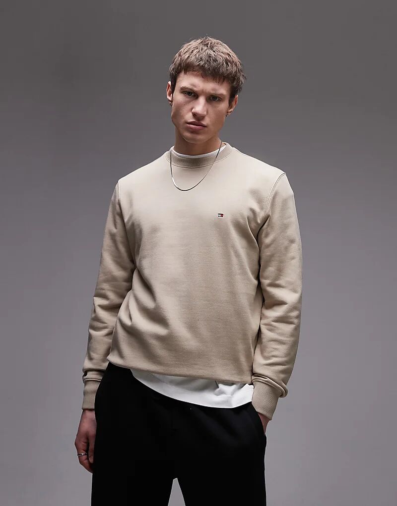 

Махровая толстовка с круглым вырезом бежевого цвета Tommy Hilfiger
