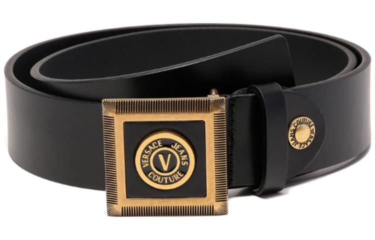 

VERSACE JEANS COUTURE Кожаный ремень с логотипом, Black Gold