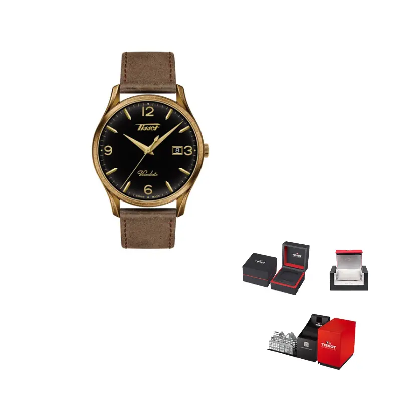 

TISSOT Часы Uitenda Series Quartz Movement Men's Watch Watch 40mm Black Dial Stainless Steel Case Leather Strap, Black Dial