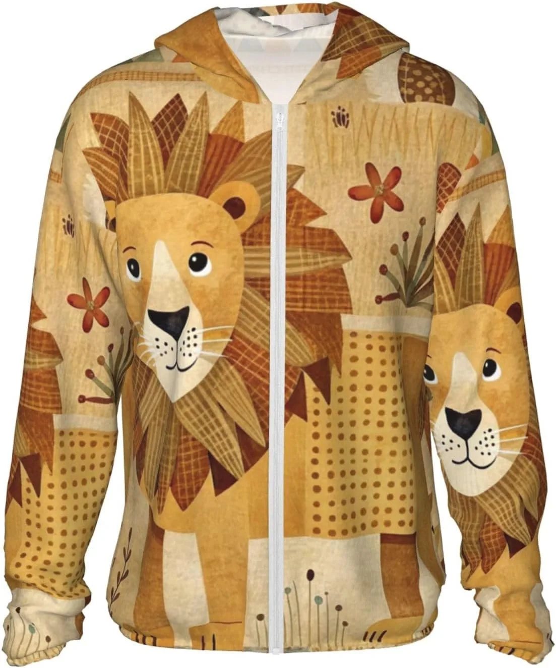 Lion Feline Sun Protection Hoodie Long Sleeve Sun Shirt Lightweight Sports Full Zip Clothing For Men And Women