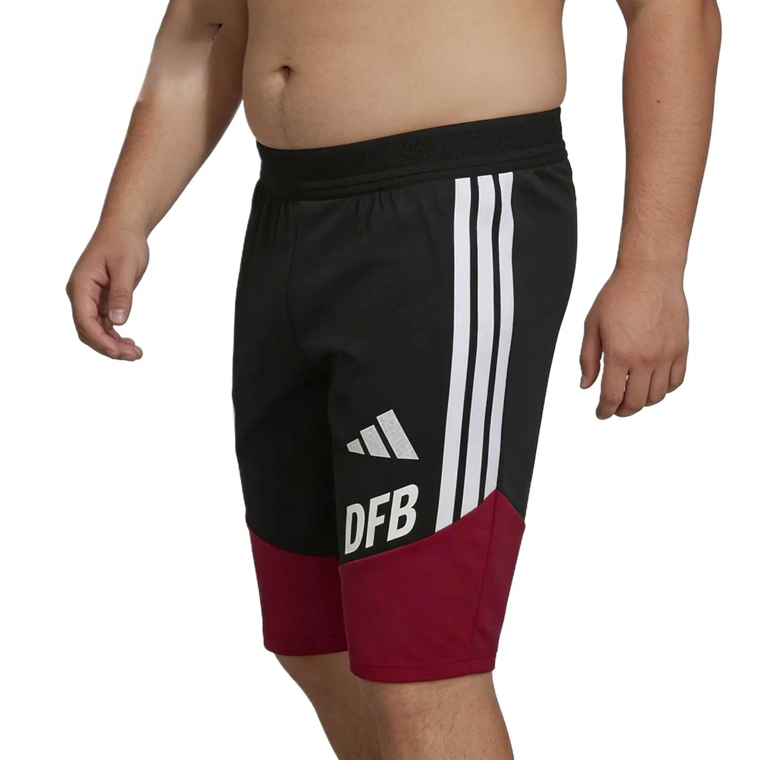 Шорты футбольные мужские Black/Red, прямого кроя, средней посадки Adidas — фото 3