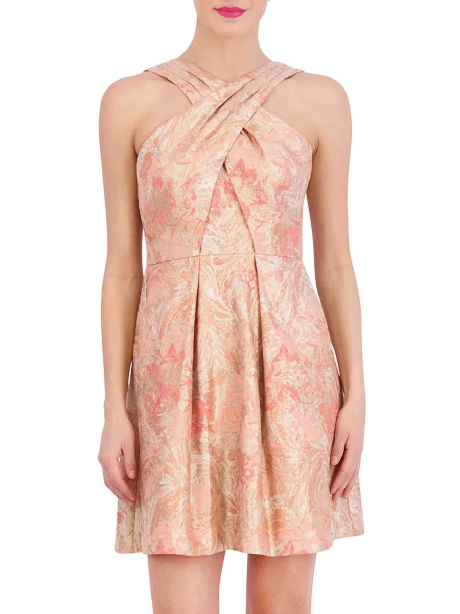 

Мини-платье с расклешенным лифом из жаккарда Vince Camuto, цвет Coral