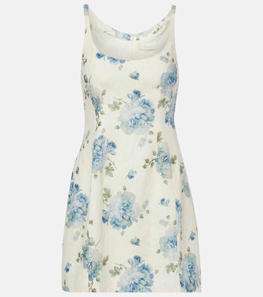 

Санне платье-мини из льна с цветочным принтом Faithfull, Cecile Floral - Pale Blue