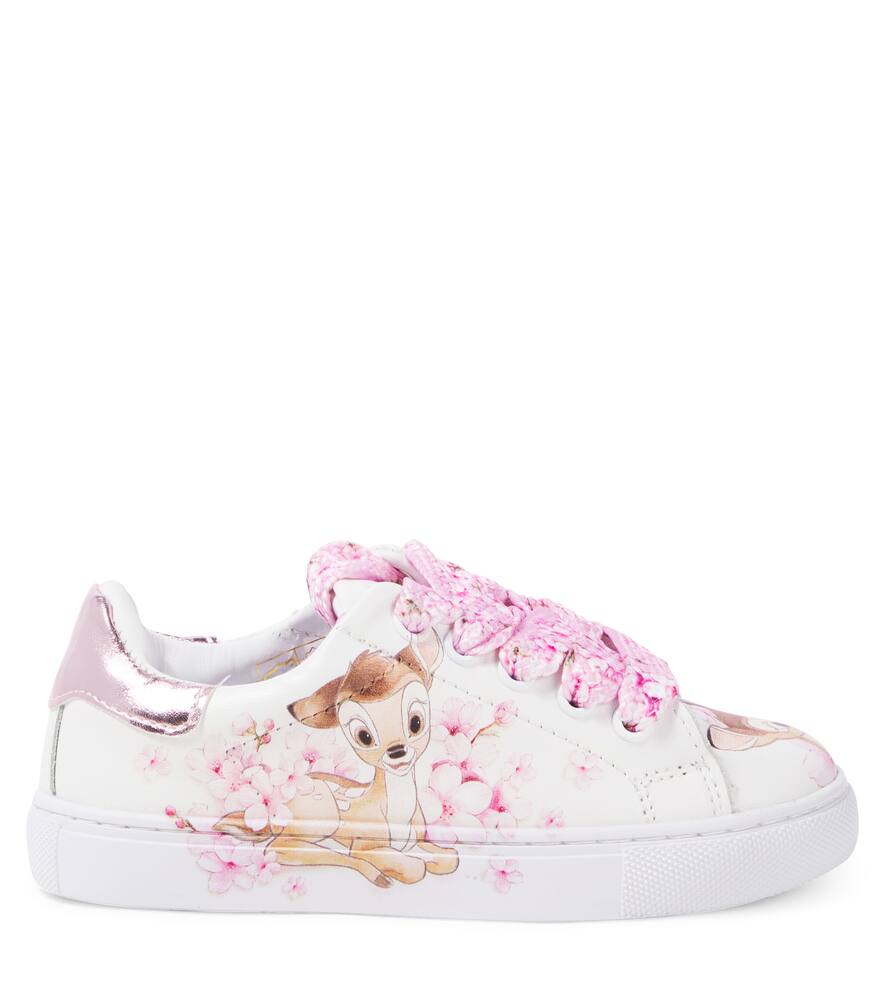 Кожаные кеды Disney Bambi Monnalisa, Bianco + Rosa Fairytale — фото 4