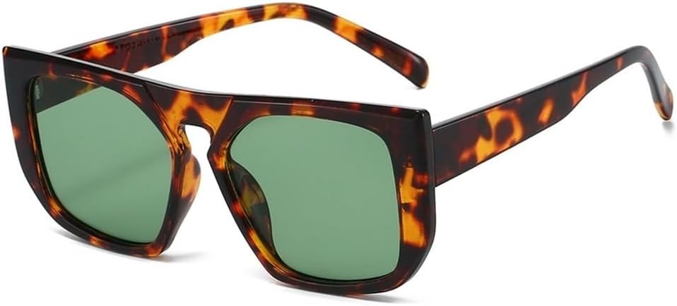 

Модные квадратные солнцезащитные очки для женщин в стиле ретро, ​​желто-синие, с защитой от УФ-излучения UV400, для мужчин, трендовые солнцезащитные очки с леопардовым принтом SKFGNX, Leopard Green