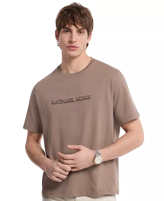 

Мужская футболка с коротким рукавом и тисненым логотипом Shadow Michael Kors, коричневый