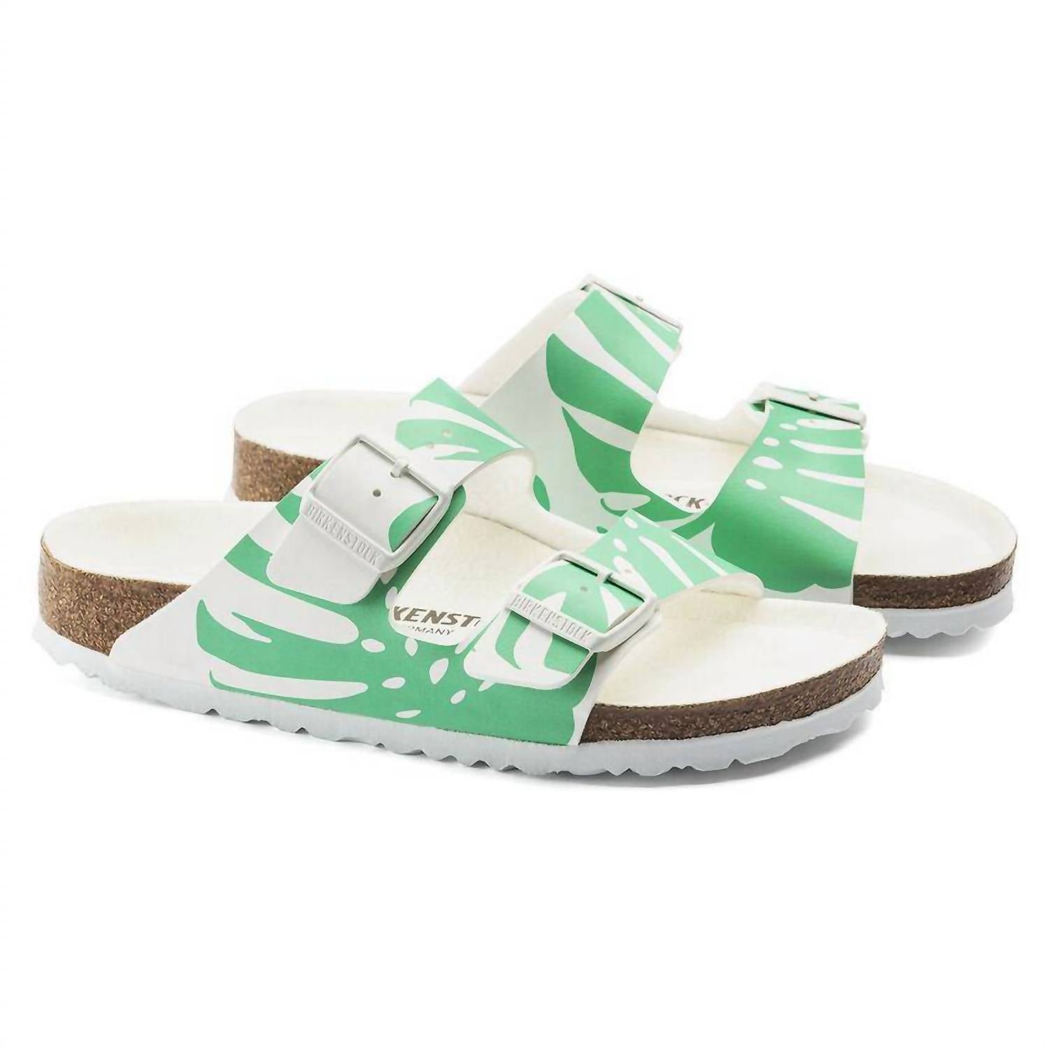 Женские мюли Arizona Monstera Bold в цвете нефритовый белый Birkenstock — фото 3