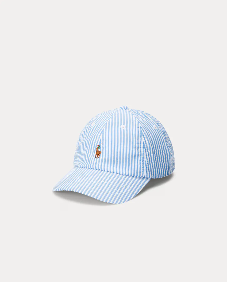 

Детская хлопковая шапочка с вышитой лошадкой Polo Ralph Lauren, синий