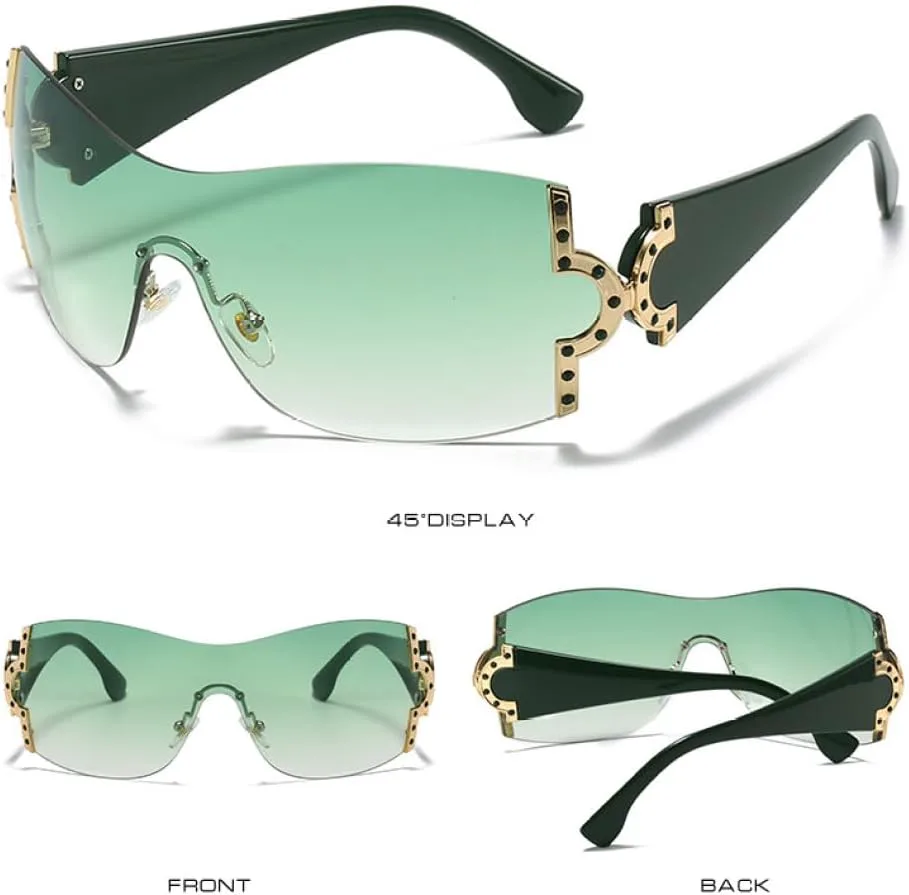 

1 шт. Солнцезащитные очки большого размера для женщин, обтекаемые солнцезащитные очки для мужчин, очки с защитой от УФ-излучения UV400 LANGSER, White Blue