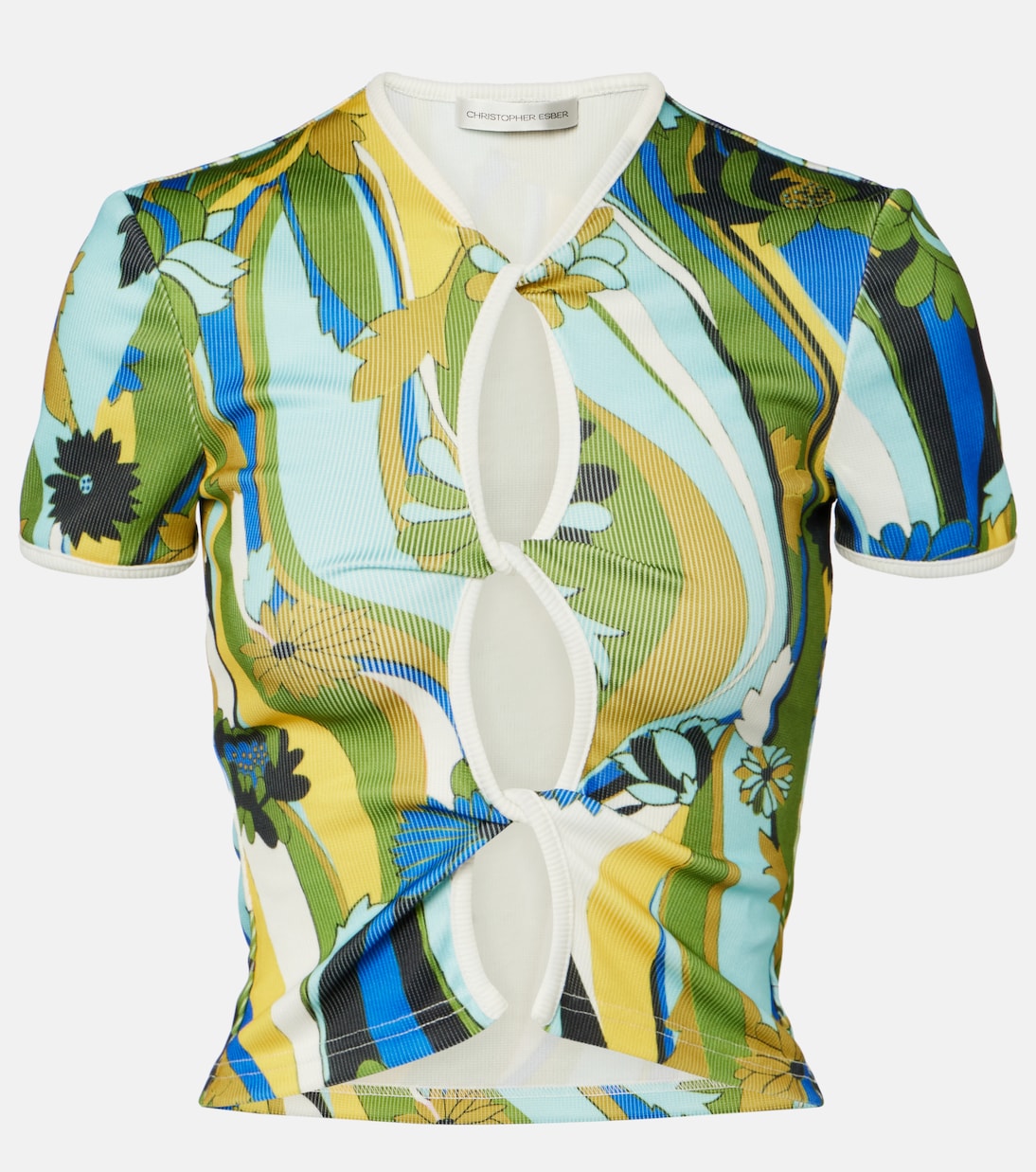 

Кислотный цветочный укороченный топ Christopher Esber, Acid Floral Print