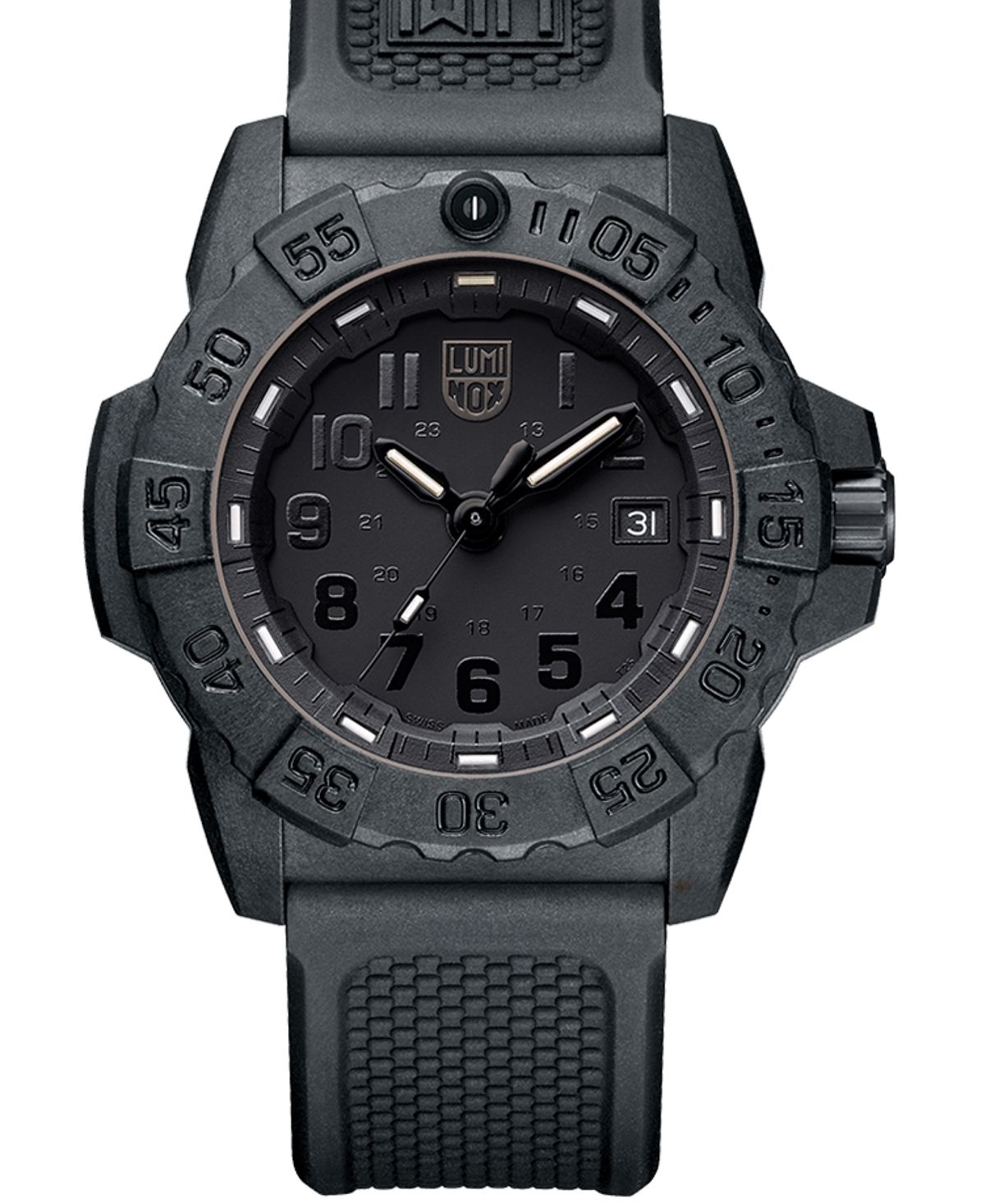 

Мужские часы Swiss Navy Seal Military Dive с черным каучуковым ремешком, 45 мм Luminox