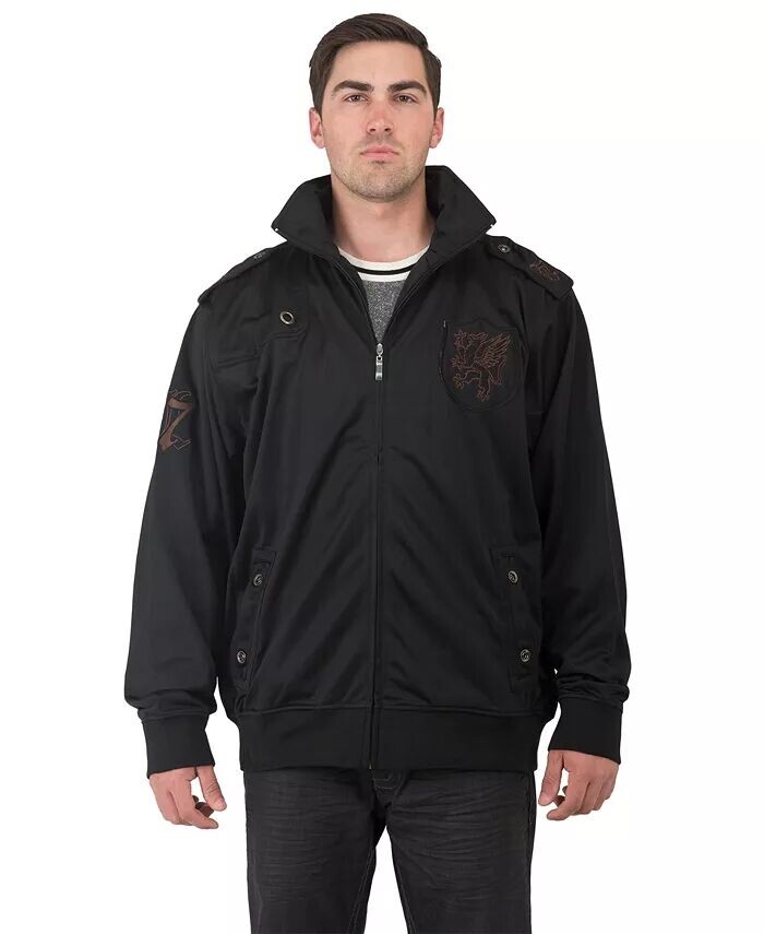 

Мужская спортивная куртка с вышитыми нашивками для больших и высоких Level 7, черный