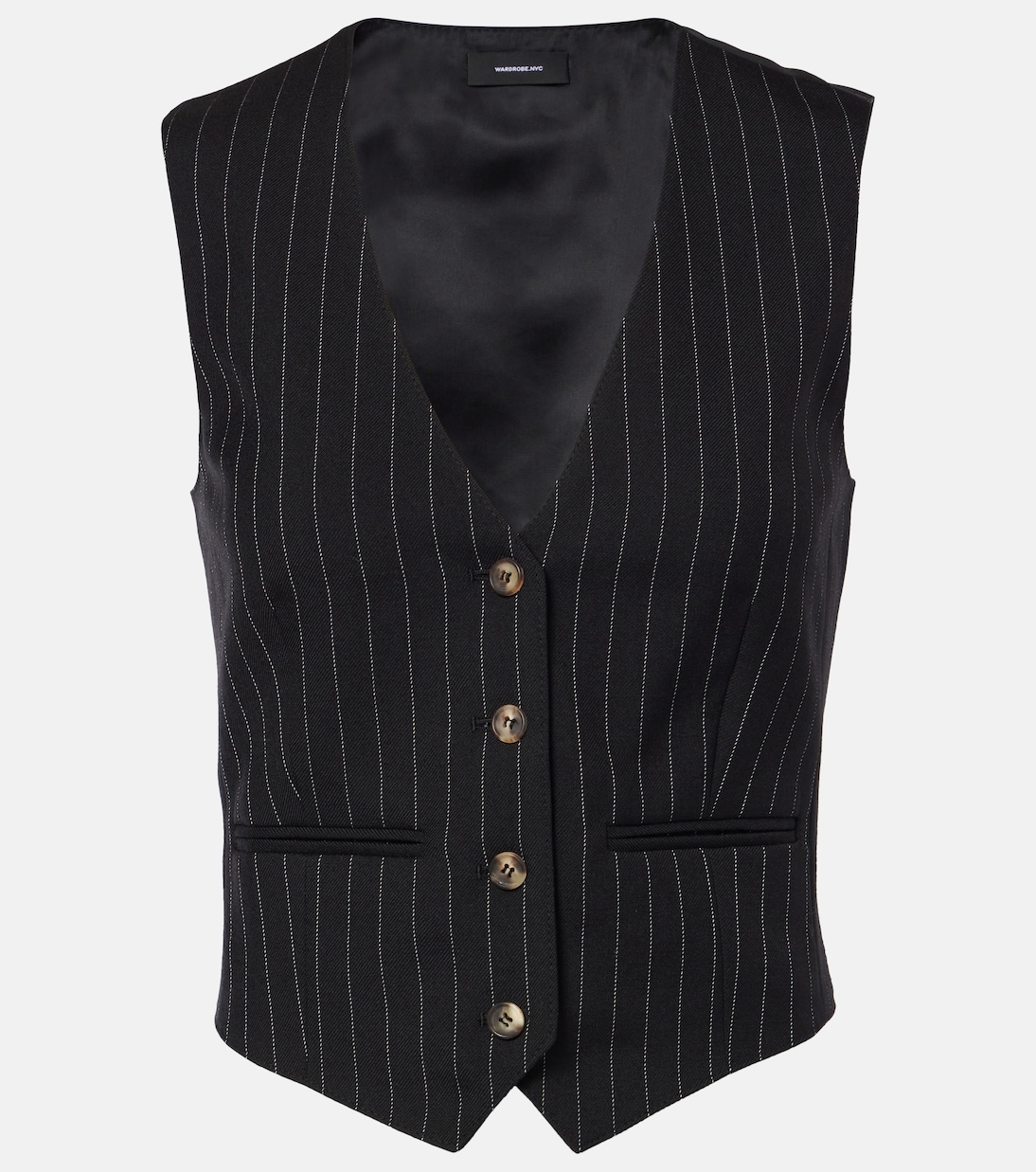 

Шерстяной жилет в тонкую полоску Wardrobe.NYC, Black Pinstripe