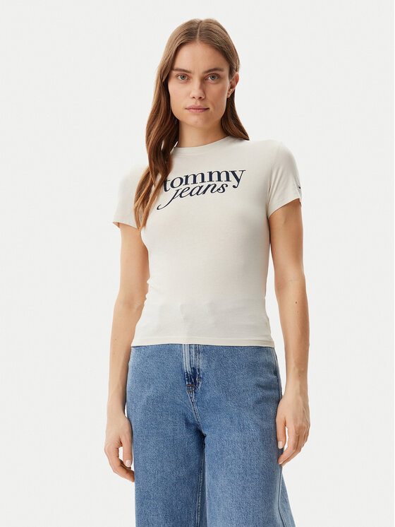 

Облегающая футболка Essential DW0DW19447 Tommy Jeans, бежевый