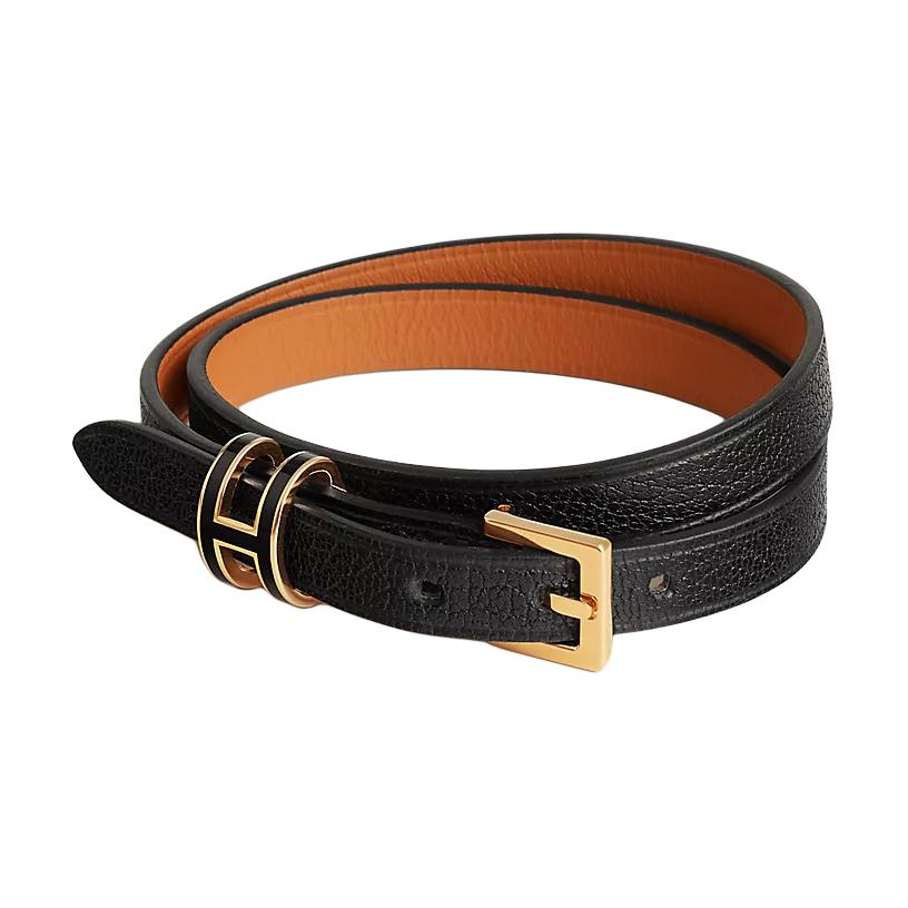

HERMES Кожаный браслет из козьей кожи женский черный