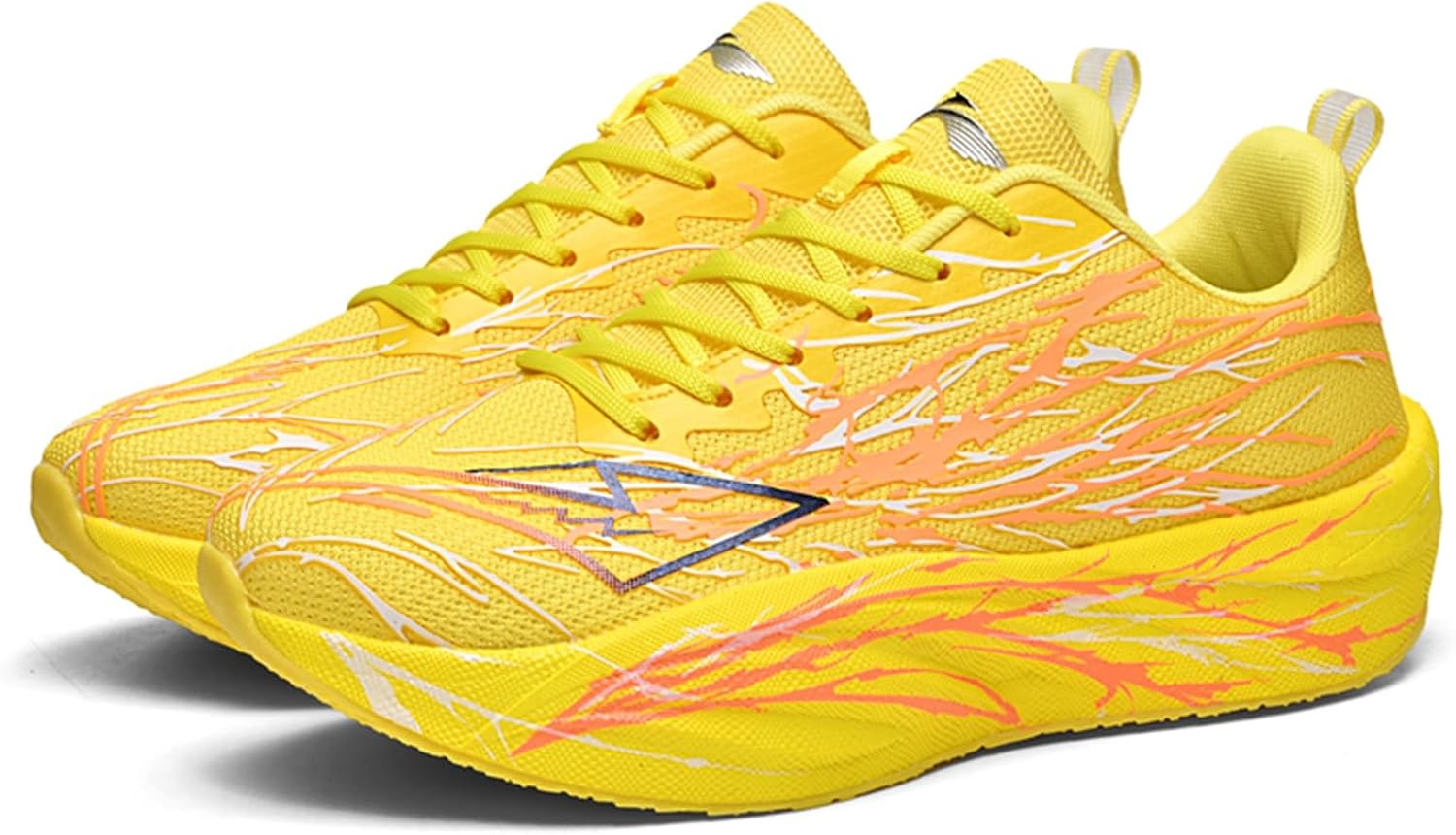 

Мужские кроссовки с толстой подошвой, легкие, с противоскользящей подошвой, на шнуровке, повседневные спортивные обувь с сеткой, дышащие, низкие, подходят для повседневной ходьбы, тенниса и бадминтона Igzbibg, желтый