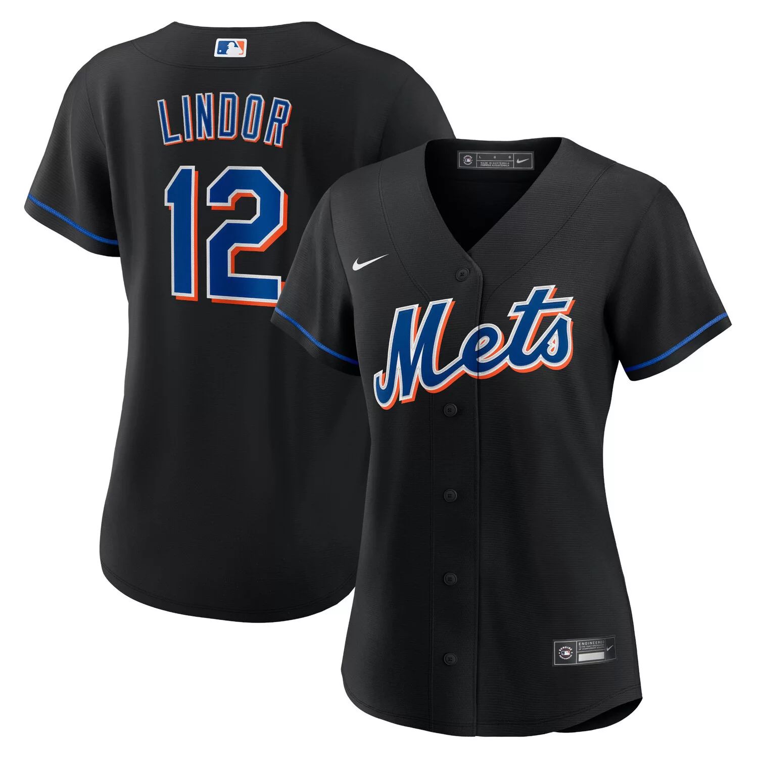 

Женское джерси Nike Francisco Lindor Black New York Mets 2022 Alternate Replica Player Nike