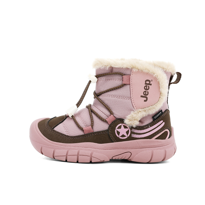

Утепленные зимние ботинки mid top для детей с противоскользящей и износостойкой подошвой Jeep, lotus розовый/coffee коричневый[fleece-lined]