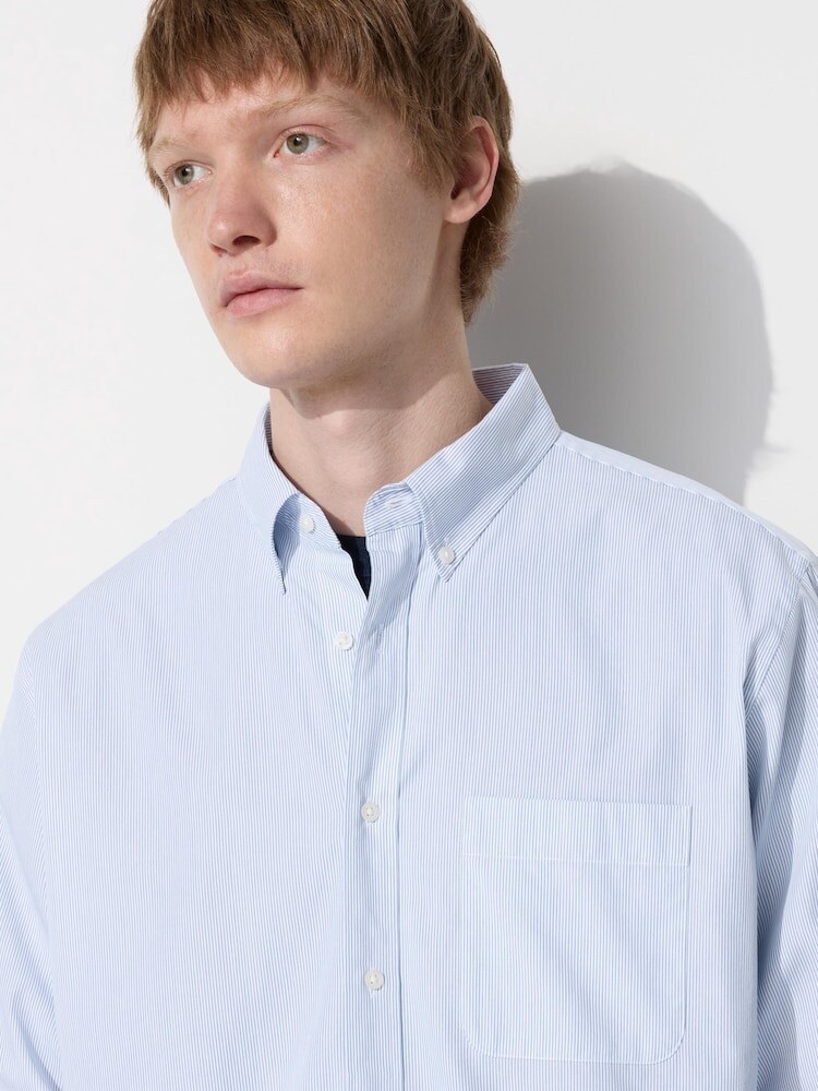 

Широкая рубашка в полоску Uniqlo, синий