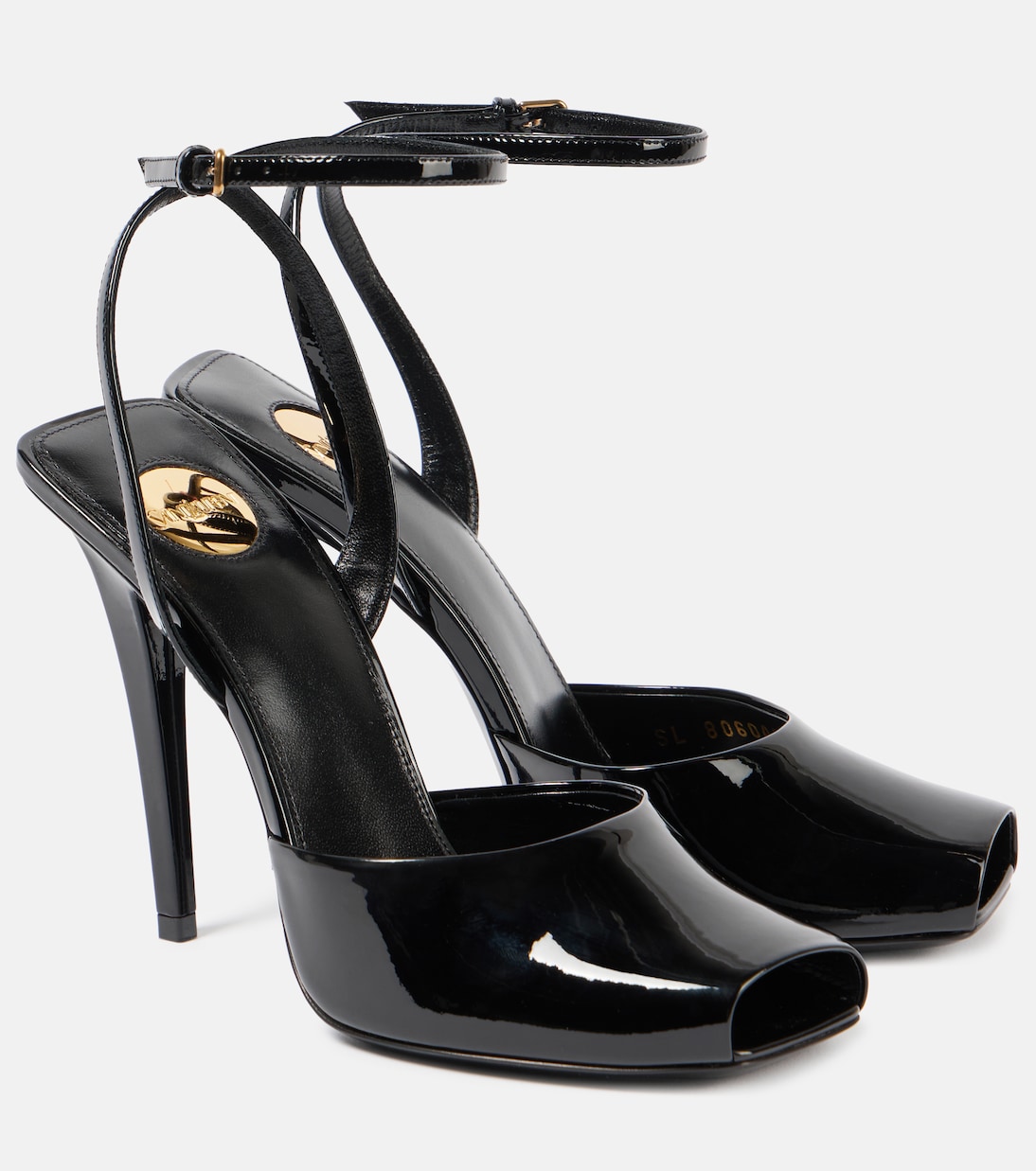 Скандальные лаковые сандалии 110 Saint Laurent, черный