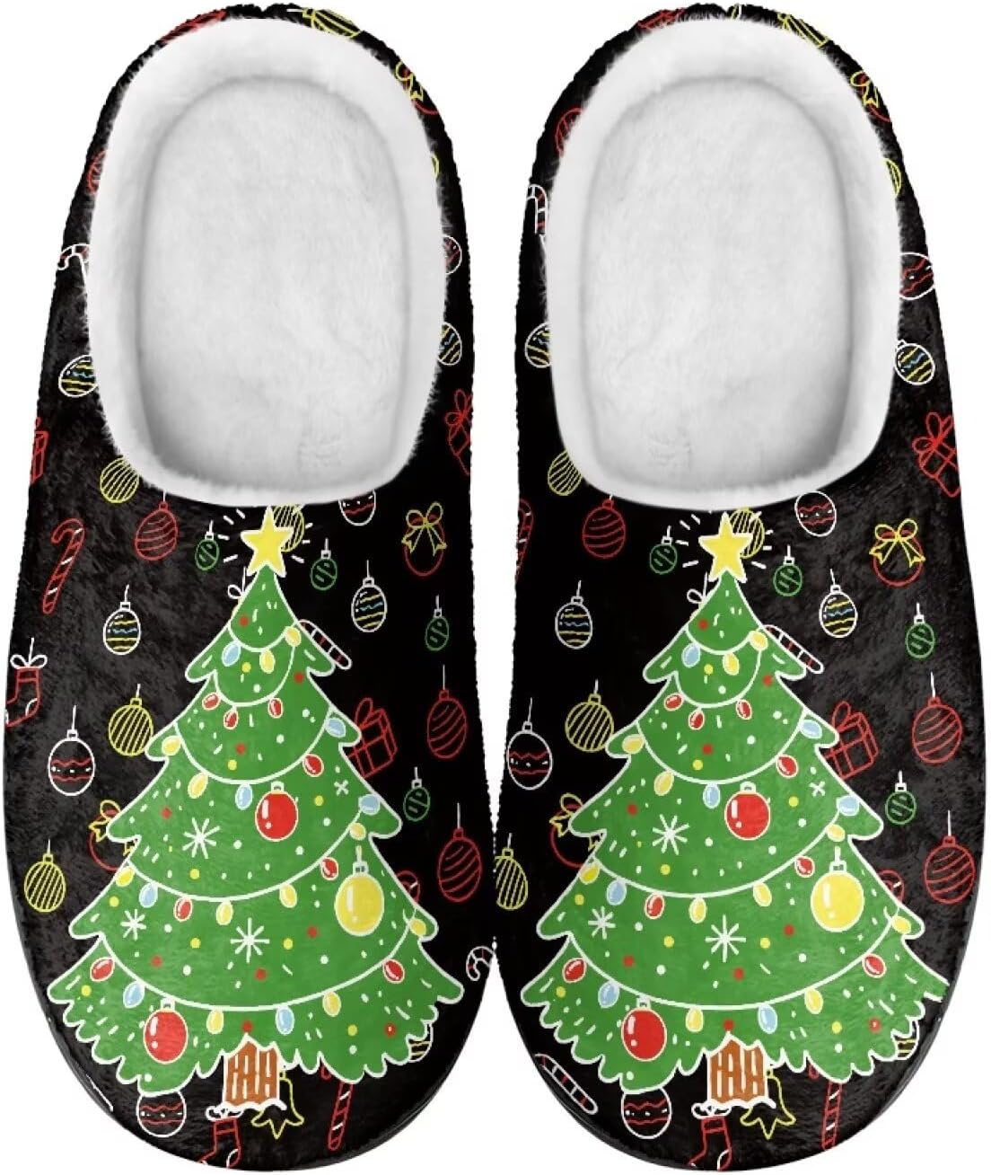 

Мужские и женские плюшевые тапочки, фланелевые теплые мягкие уютные тапочки, домашняя обувь для спальни/улицы, размеры 3-15 Zcfygdx, Simple Christmas Tree Pattern Print
