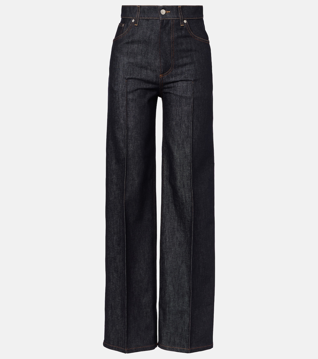 

Джинсы с широкими штанинами средней посадки Stella McCartney, Raw Blue Denim