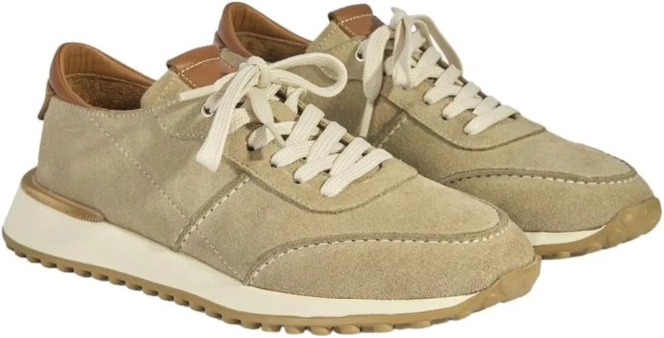 Кроссовки DESA Herren - Obermaterial aus Wildleder, Lederfutter, эластичные шнурки, Flacher Absatz, atmungsaktiv, Beige