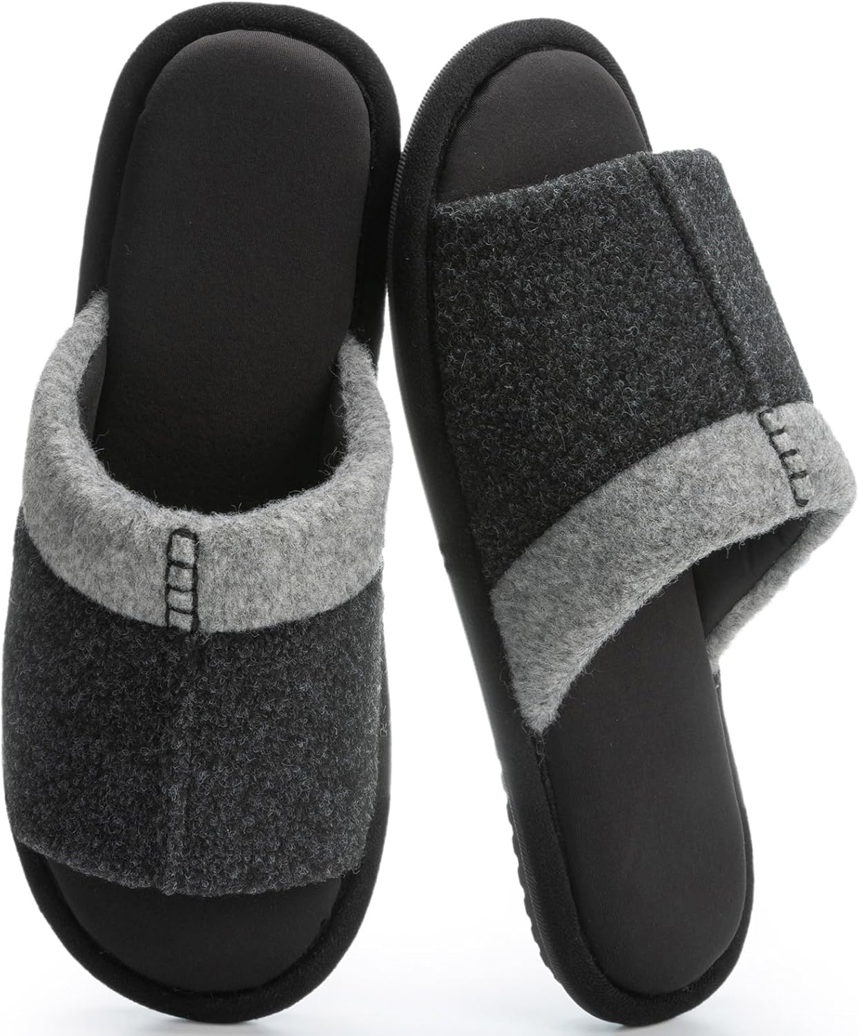 

GOEWY Мужские тапочки с открытым носком и не скользящей подошвой мужская обувь Двухцветные тапочки из пены с эффектом памяти Машина Стиральные тапочки для мужчин Подарок для друзей-пап, черный