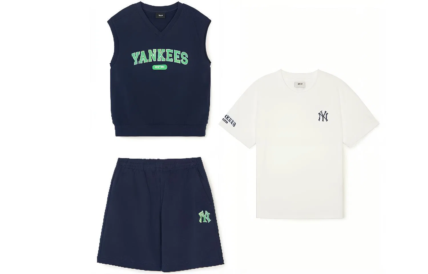Детский спортивный костюм Casual Sportswear 3 Pack темно-синий+темно-синий+белый MLB KIDS, Set of 3 (dark blue tank top + dark blue shorts + white T-shirt) — фото 4