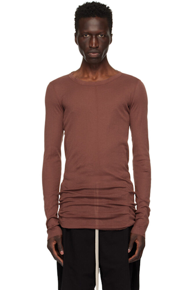 

Футболка с длинным рукавом из коричневого рубчика Porterville Rick Owens