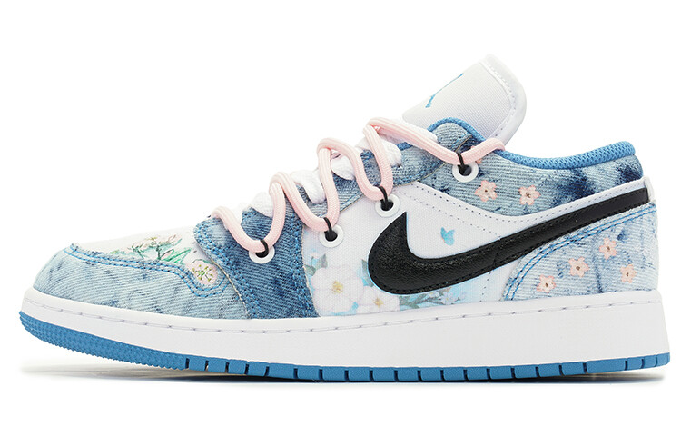 Кроссовки Air JORDAN 1 Vintage Basketball Shoes Women's Low-Top White Blue