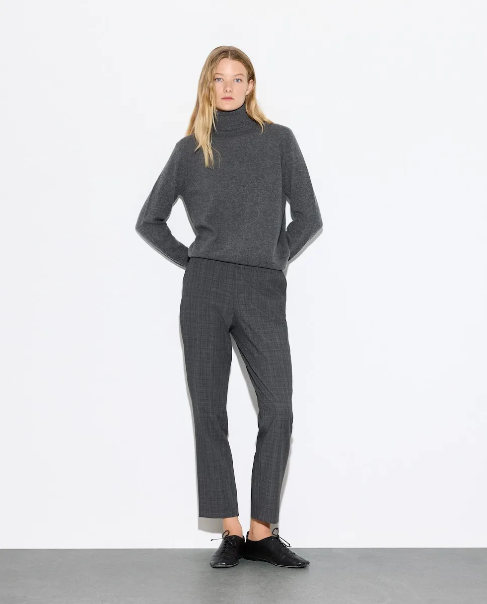 

Женские брюки с эластичным полурукавом в клетку Woman El Corte Inglés, светло-серый