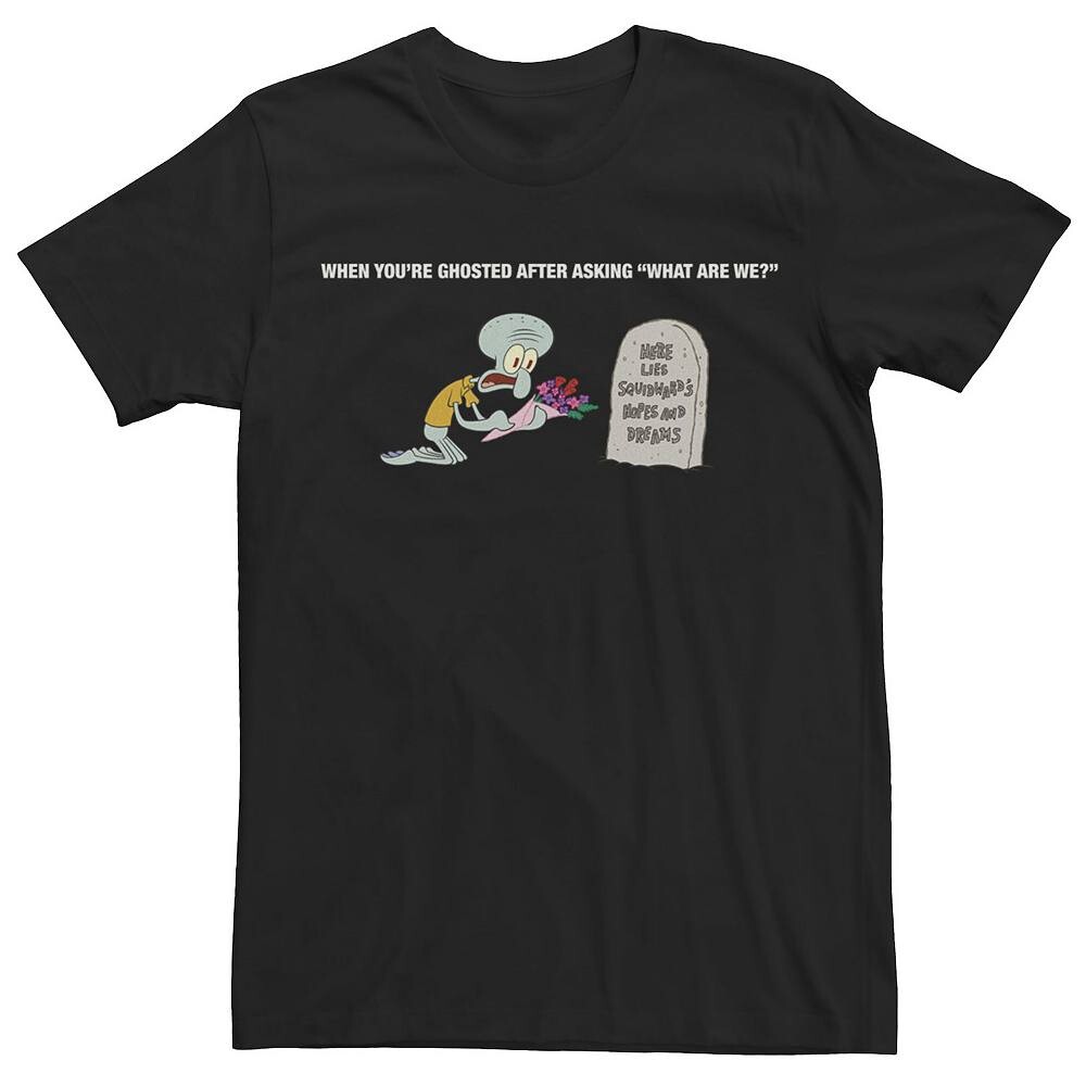 

Мужская губкаБоб КвадратБрюки Футболка Squidward Tombstone Meme Licensed Character, черный