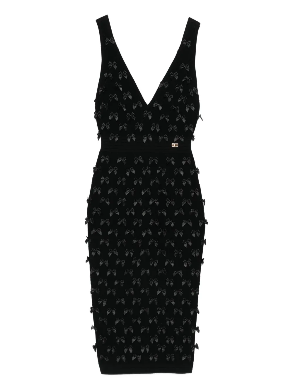 

Платье с V-образным вырезом и бантом Elisabetta Franchi, черный