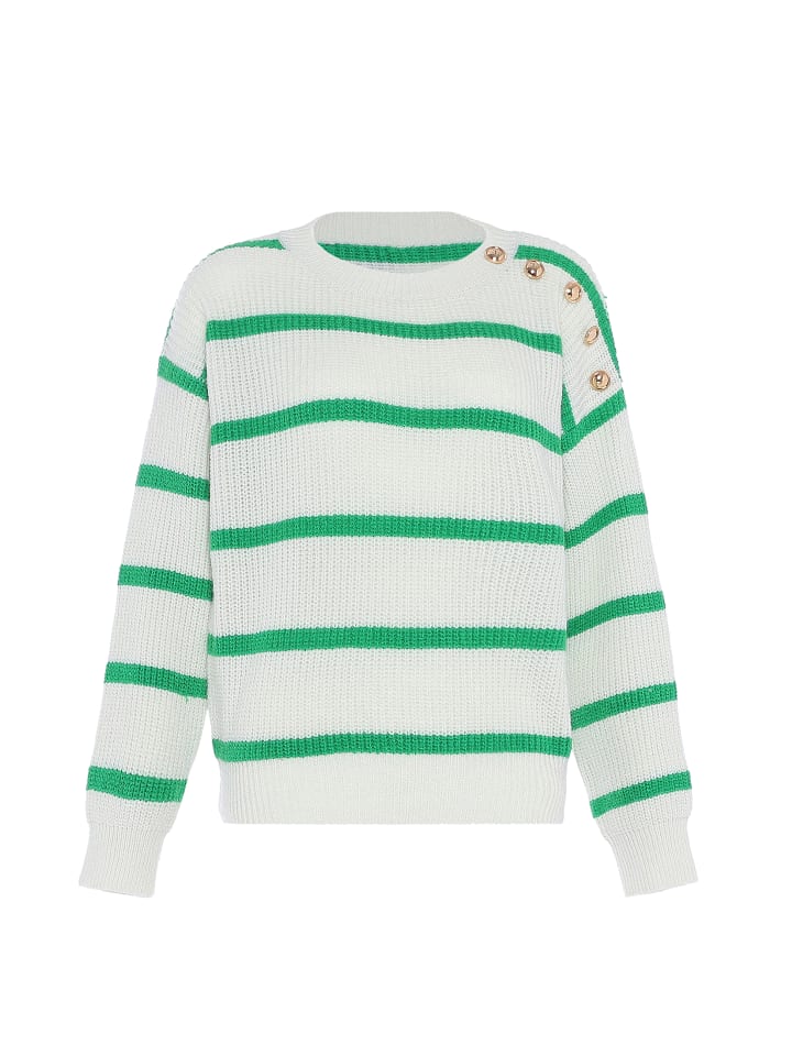 

Женский свитер в кремово-белом и зеленом цветах faina