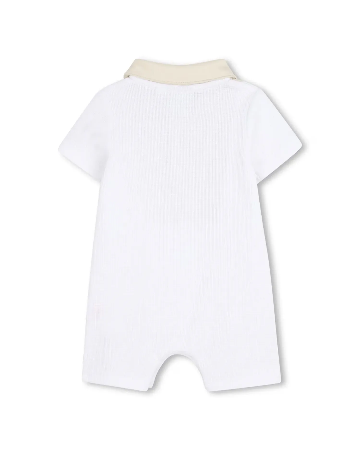 Короткий рукав комбинезон для мальчика с геометрическим узором из хлопка BOSS Kidswear, белый — фото 3