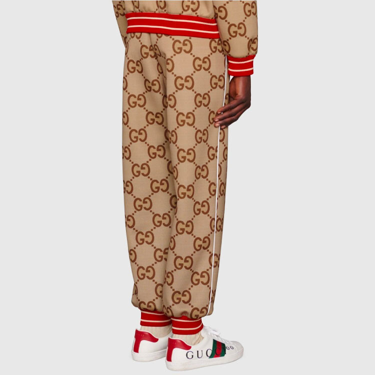 Штаны спортивные Gucci, коричневый / красно-белый — фото 4