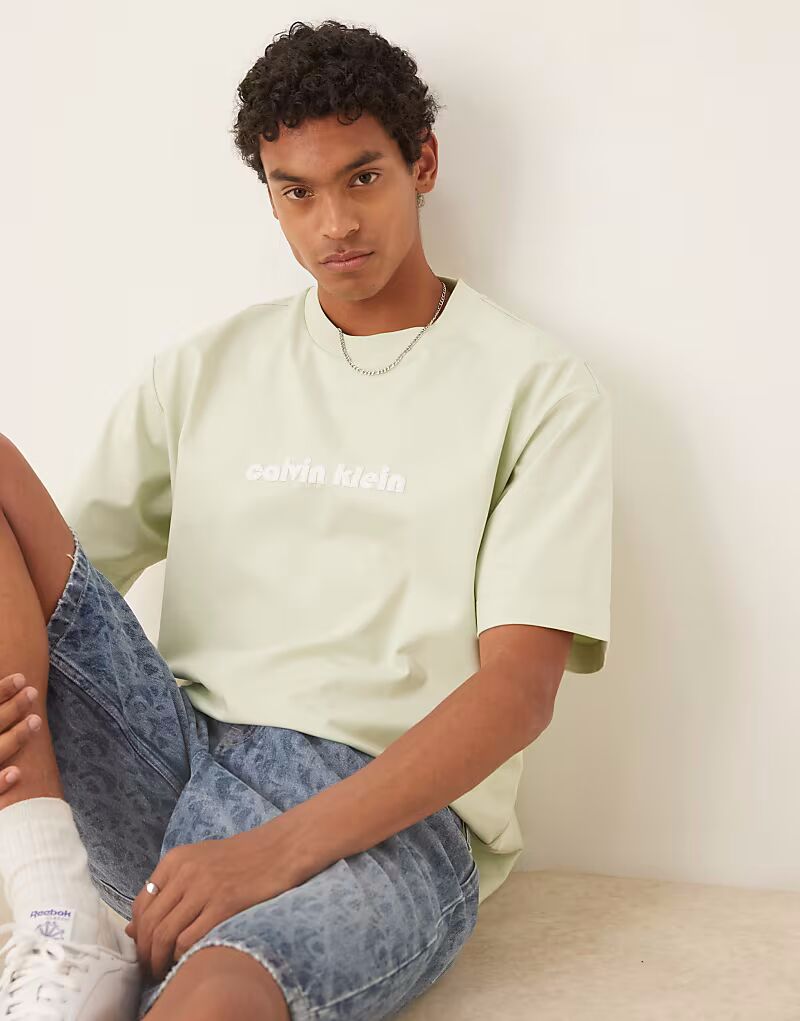 

Футболка Calvin Klein Jeans с логотипом в пастельно-зеленом цвете