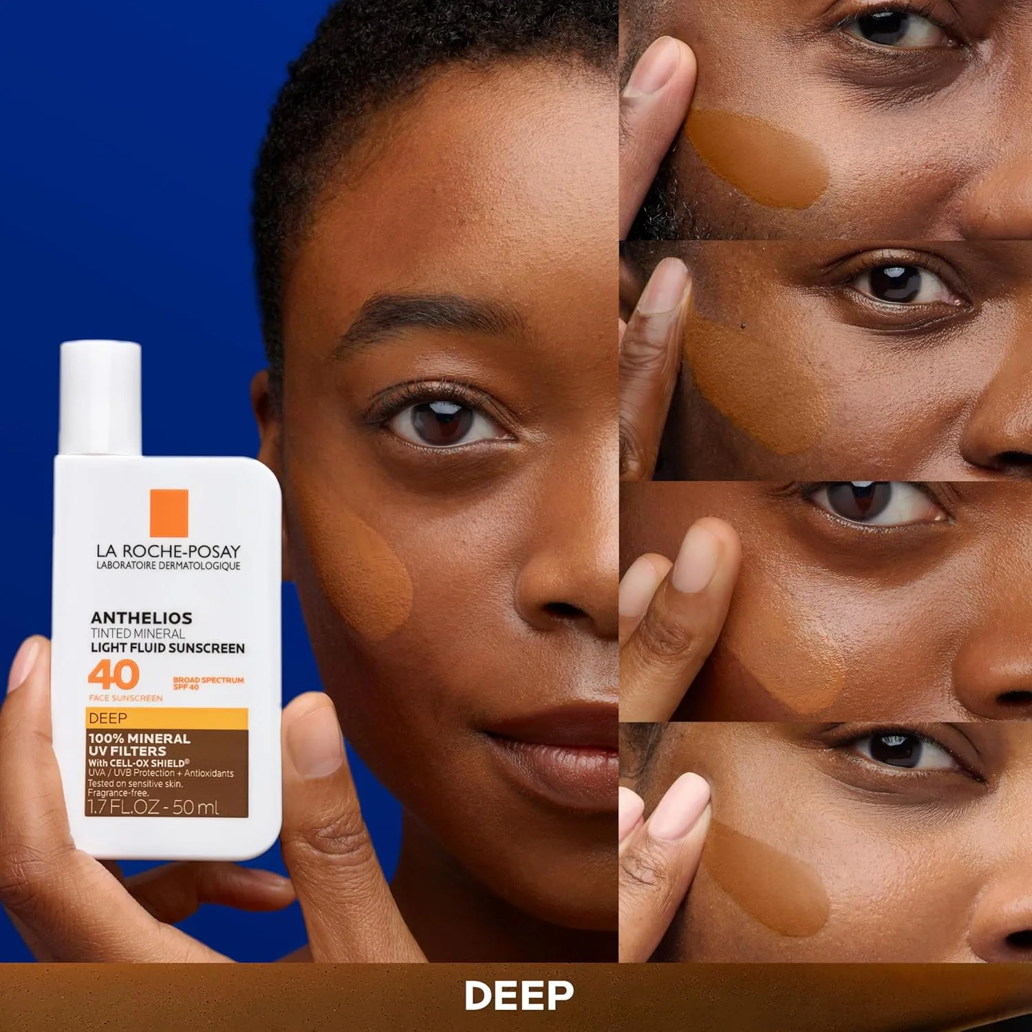 La roche-posay anthelios солнцезащитный крем SPF 40, ультралегкая жидкость широкого спектра SPF 40, для лица с диоксидом титана, легкий и быстро впитывающийся, без масла, матовый финиш, Deep — фото 4