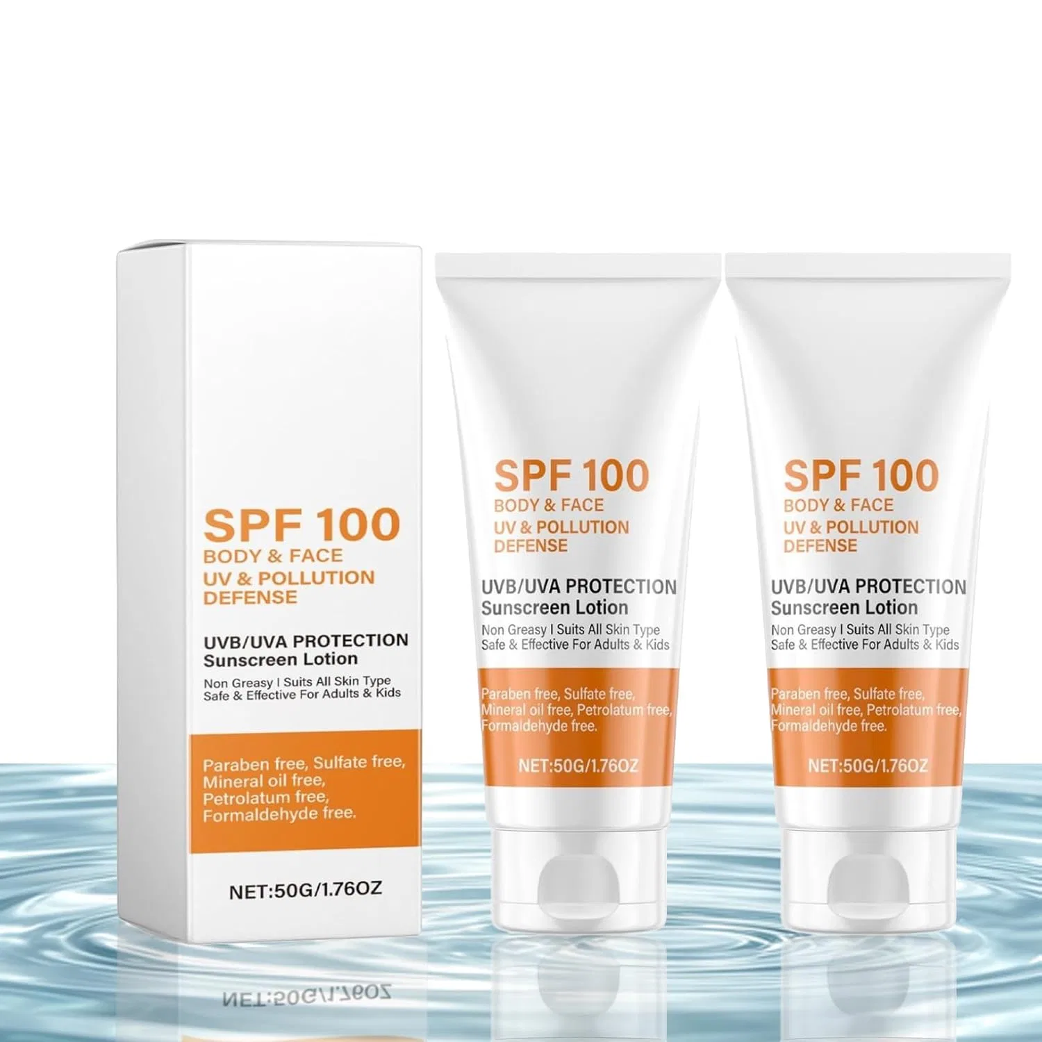 Солнцезащитный крем SPF 100 для лица и тела Generisch, 2 Pieces.