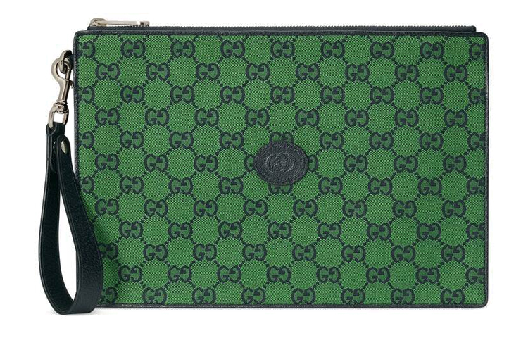 

GUCCI Сумка-клатч из холста с кожаным ремешком унисекс зелёный/тёмно-синий