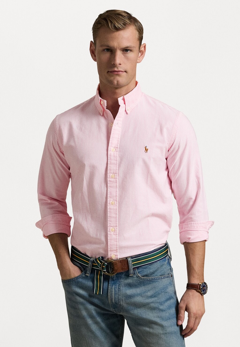 

Рубашка CUSTOM FIT STRIPED OXFORD SHIRT Polo Ralph Lauren, розовый