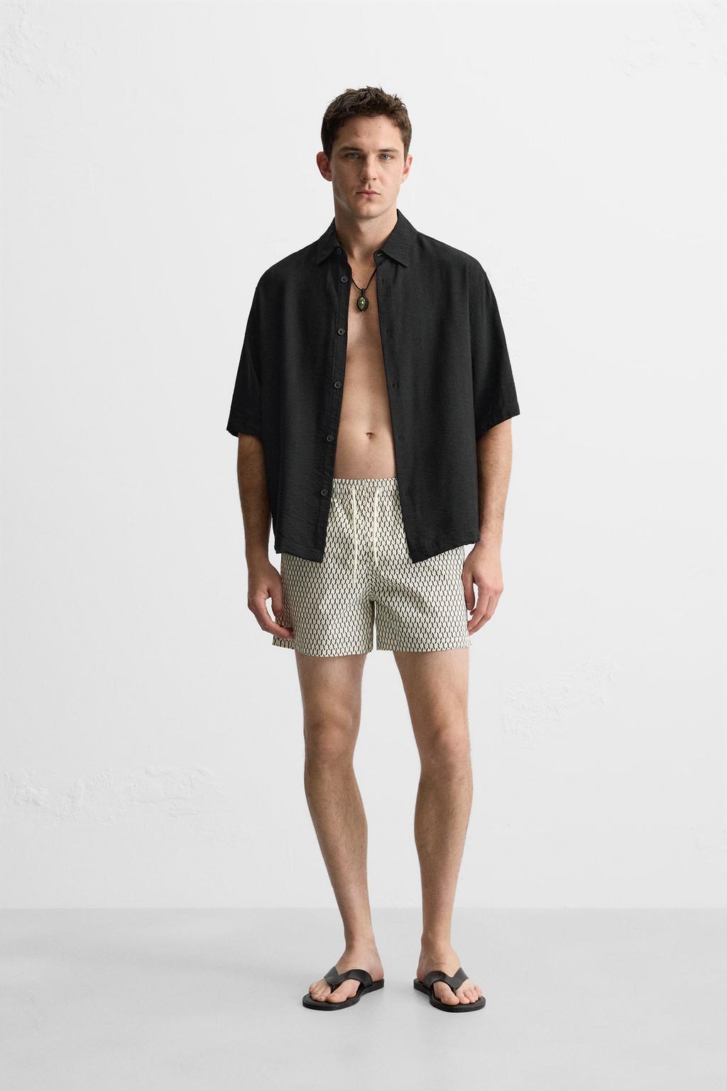

Плавки с обычным геометрическим принтом ZARA, экрю