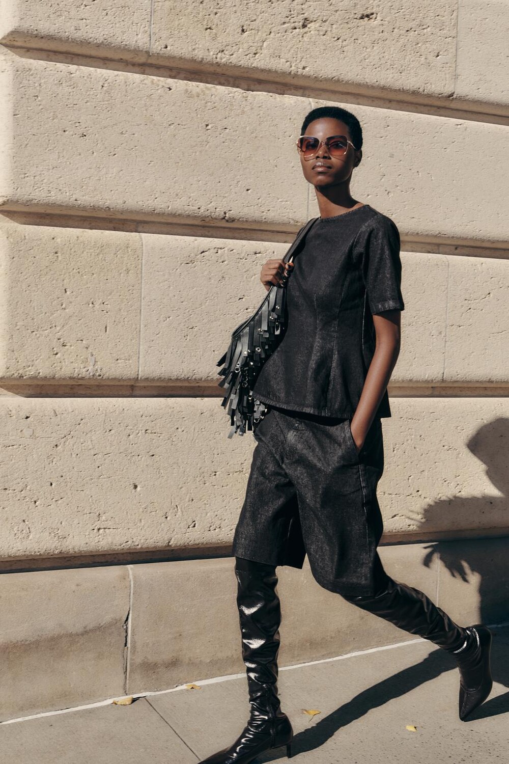 

Длинные джинсовые шорты-бермуды ZARA, черный